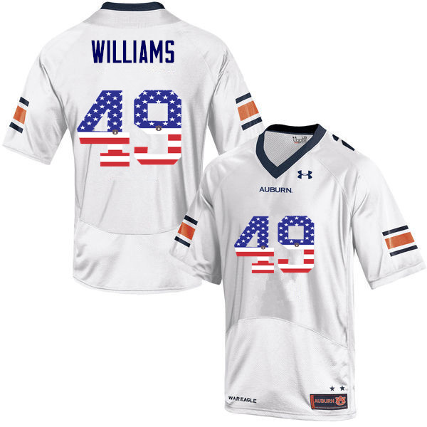 Men #49 Darrell Williams Auburn Tigers USA Flag Fashion College Football Jerseys-White